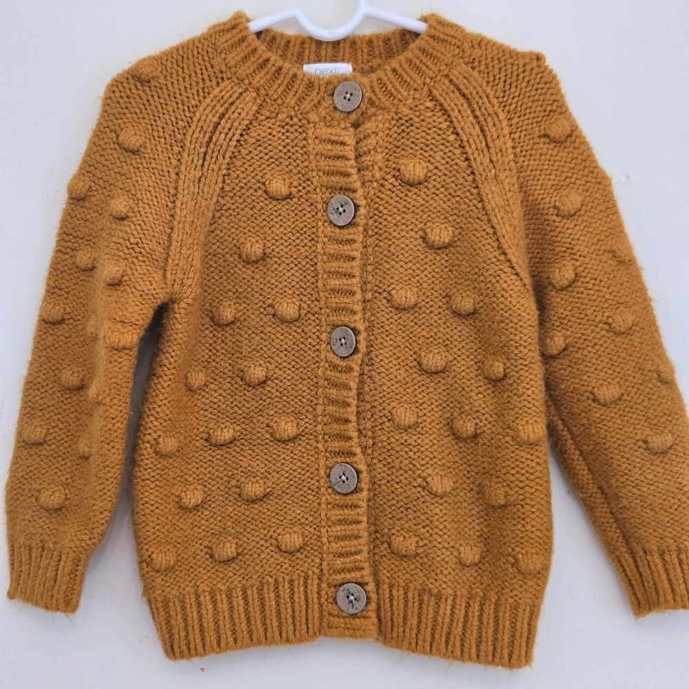 NextKids Mustard Yellow Popcorn Knit Cardigan Sweater Size 3-4 Years 679-498-405